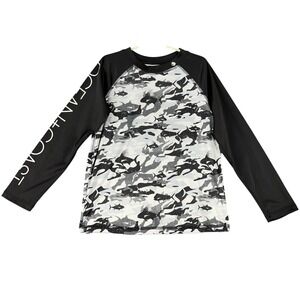 Ocean Coast Fish Camo Rash Guard Swim Shirt Grey S Boys Surf Gorpcore